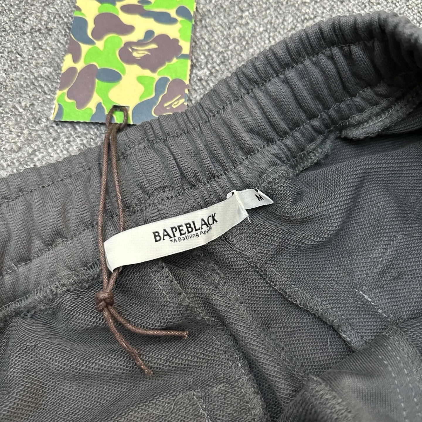 XX 553 BAPE BLACK Embroidered pattern elastic waist drawstring design 440g pure cotton custom fabric Men's model: M-XXL [Apricot Black Dark Gray]